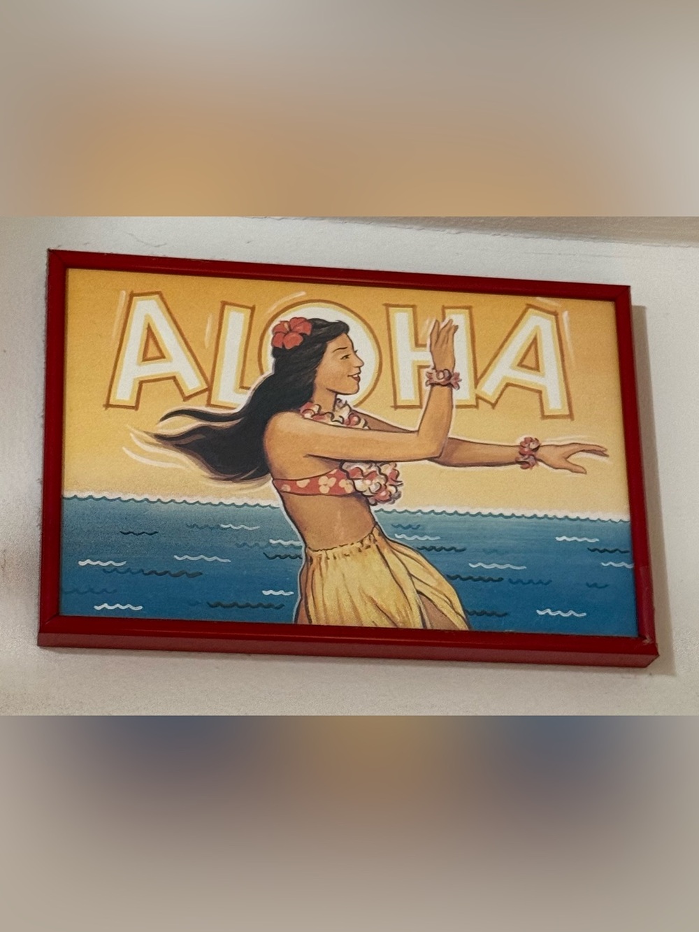 Aloha Towers by erikson Hula Girl Wall Art - Yellow & Red